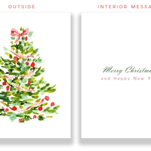 Folded Christmas Holiday Cards: Red Blush and Green Tree {Our First Christmas Cards, Family Christmas Cards}