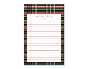 Holiday Checklist Notepad: Tartan