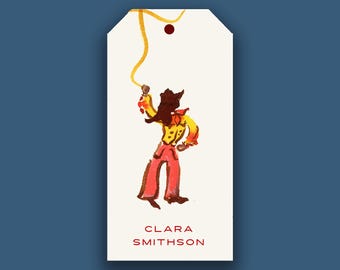 Personalized Cowgirl Gift Tags, Western Watercolor Hang Tags, Custom Name Tags, Texas Gift Wrap, Rodeo Cowgirl Tags, Country Gift Tags