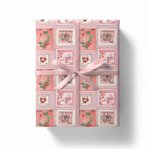 Wrapping Paper: Valentine Stamps (Valentines Day, Galentines Day)