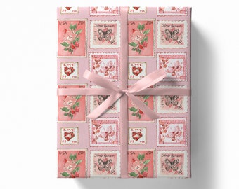 Wrapping Paper: Valentine Stamps (Valentines Day, Galentines Day)