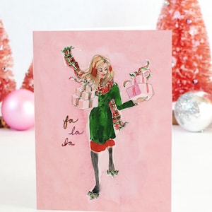 Set of Illustrated Christmas Cards: Weighing Her Options { Fashion Christmas Card }