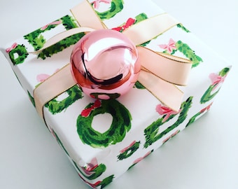 Christmas Wrapping Paper: Wreaths {Christmas, Holiday, Birthday, Gift Wrap}