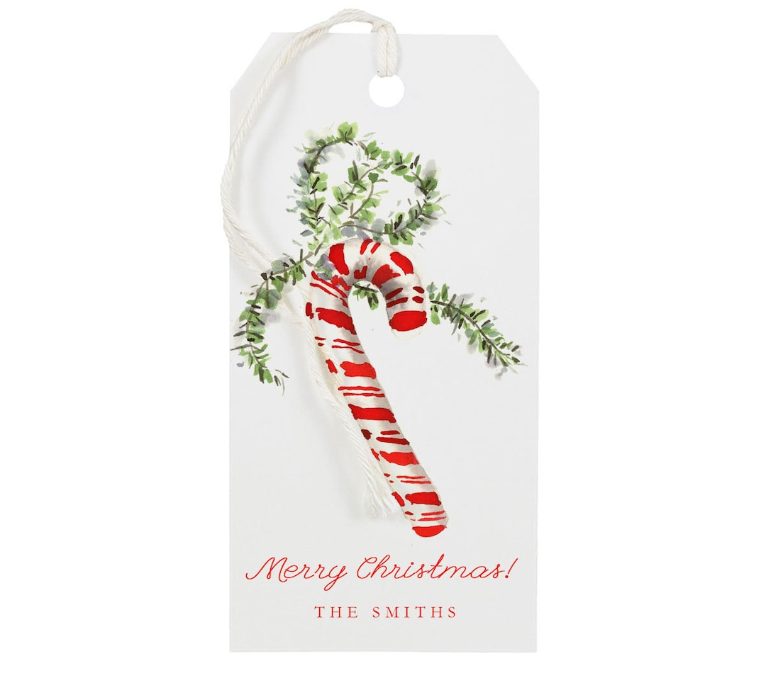 Personalized Christmas Gift Tags: Tinsel Candy Cane Gift Tag {holiday ...