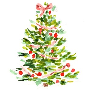 Art Print: Red Blush And Green Tree {Cute Wall Art, Home Decorating, Original Painting, Watercolor, Wall Decor, Interior Design, Ideas}