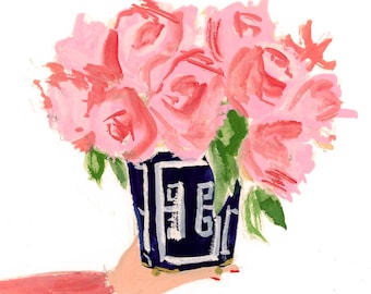 Art Print Wall Art: Preppy Florals For You {cute art print, cute wall art, pink wall art, pink art print}