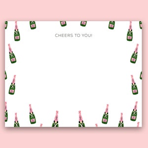 Personalized Stationery: Pink Champagne {Stationary Notecards, Personalized, Watercolor, Custom, Fashion Drawing, Girly}