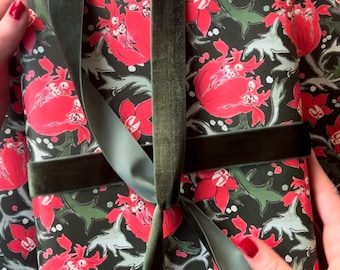 Papel de regalo navideño: Cazador floral invernal {Navidad, Festividades, Cumpleaños, Papel de regalo, Papel de regalo} Mujercitas