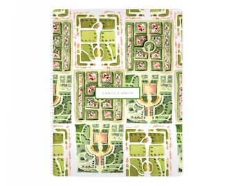 Personalized 8.5x11 Notebook: French Gardens {Illustrated Notebook, Fashion Notebook, spiral Journal}
