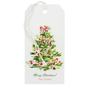 Personalized Christmas Gift Tags: Red Blush and Green Tree {Holiday Gift Tags}