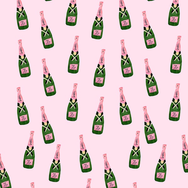 Wrapping Paper: Bubbly Champagne Gift Wrap Light Pink (pink and green wrapping paper) {Christmas, Holiday, Birthday, Gift Wrap}
