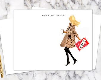 Personalized Real Estate Note Cards - Leopard Print House Stationery Set, Custom Name, Realtor Gift