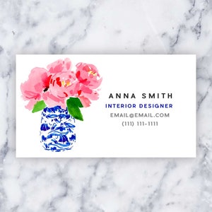 Custom Business/Calling Cards: Peonies in a Ginger Jar