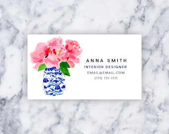 Custom Business/Calling Cards: Peonies in a Ginger Jar