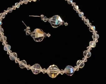 Vintage Crystal Necklace and earring set