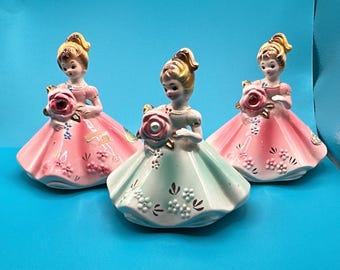 Vintage Josef Originals Birthday Girl Figurines: Japan Flower
