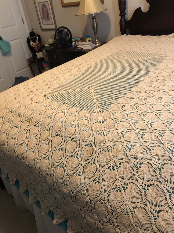 Vintage Crocheted Bed Cover Etsy
