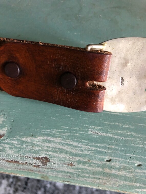 Mexican Silver and Copper Belt buckle and Belt - image 3