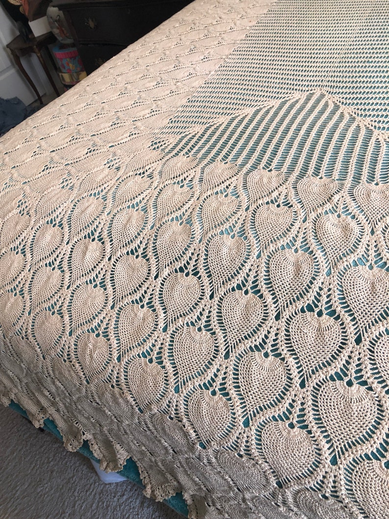 Vintage Crocheted Bed Cover Etsy