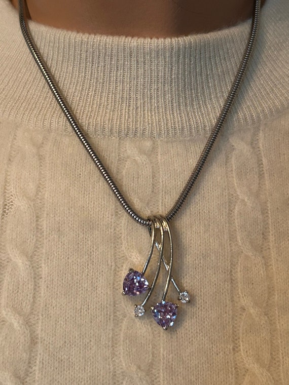 Purple Rhinestone Necklace - image 1
