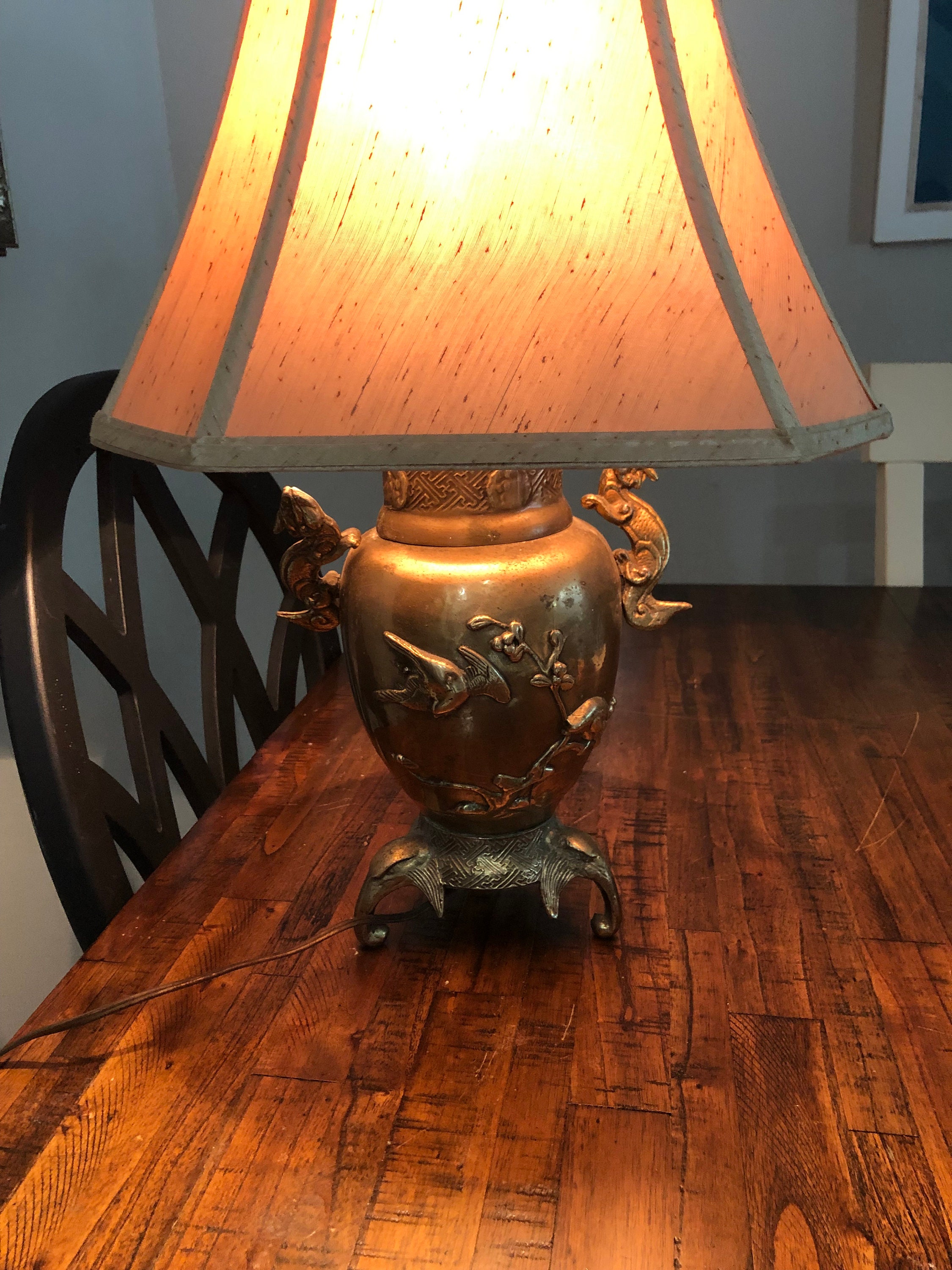 Dragon Lamp Asian Brass VINTAGE Etsy Australia
