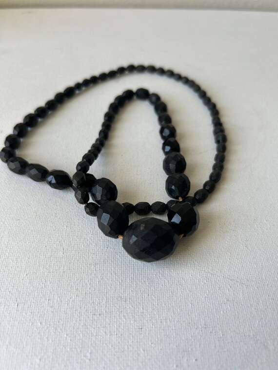 Antique Black Jet Beaded Necklace