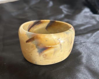 Bold Marbleized Acrylic Brown and Cream Bangle