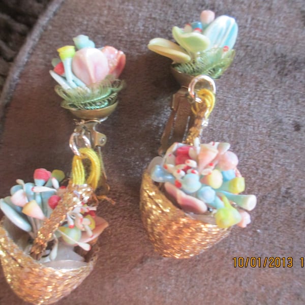 Flower Basket Earrings Etsy
