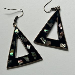 Vintage Sterling Silver and Abalone Earrings