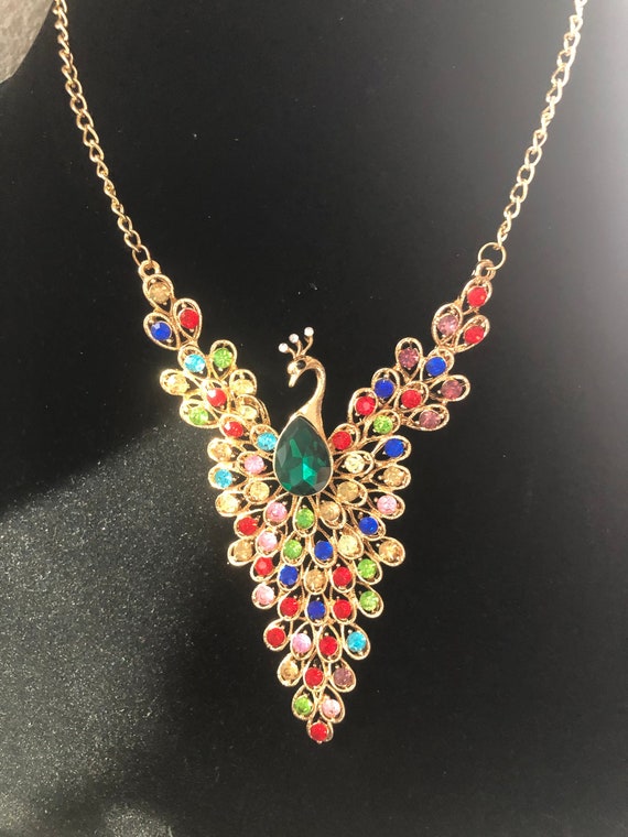 Peacock Jeweled Necklace - image 1