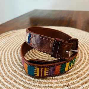Made in Guatemala genuine leather‎ belt. Size  XS genuine leather belt S-M crafted in Guatemala boho | eBay main image 3