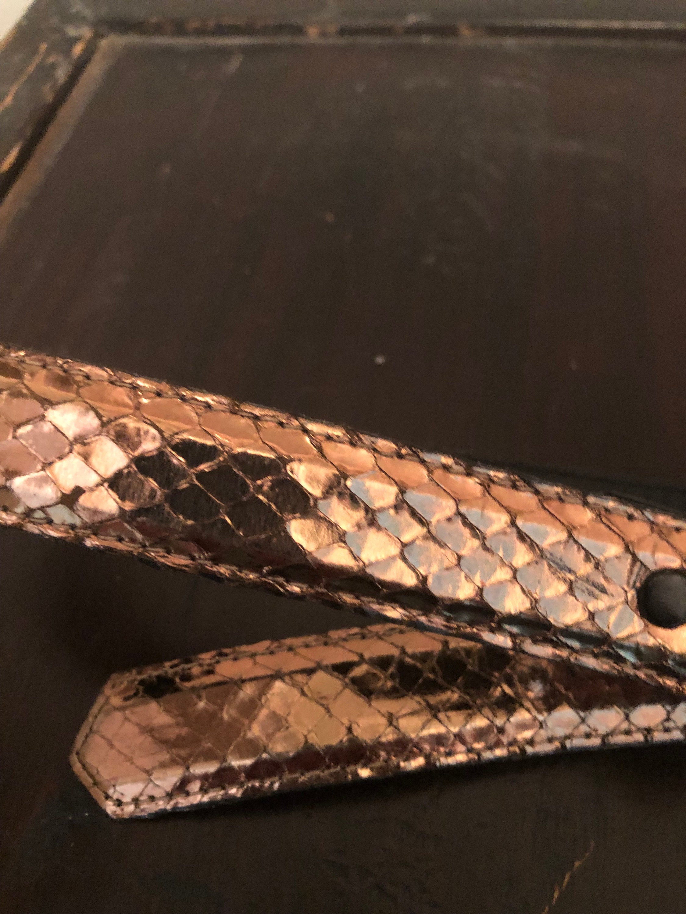 Apple Acc Brown Vintage Real Snakeskin Large Silver Buckle Adjustable Belt XS Gold Genuine Snakeskin Belt VINTAGE Apple Acc of NY - Etsy main image 4