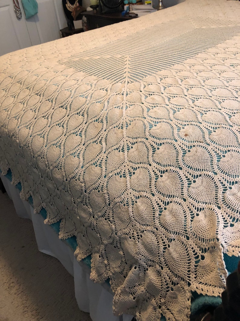 Vintage Crocheted Bed Cover Etsy