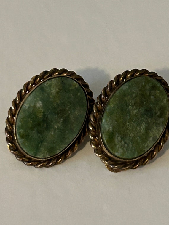 Green Jasper Clip on Earrings by Winard