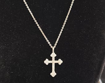 Sterling Silver & Crystal Cross Necklace
