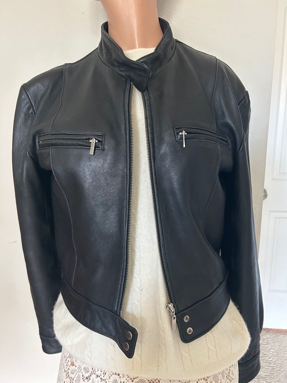 Sporty Black Leather Jacket