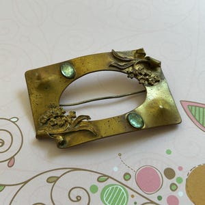 Antique Brass and Glass Sash Pin /Brooch