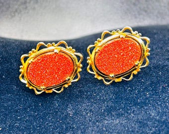 Vintage SunStone Clip on Earrings