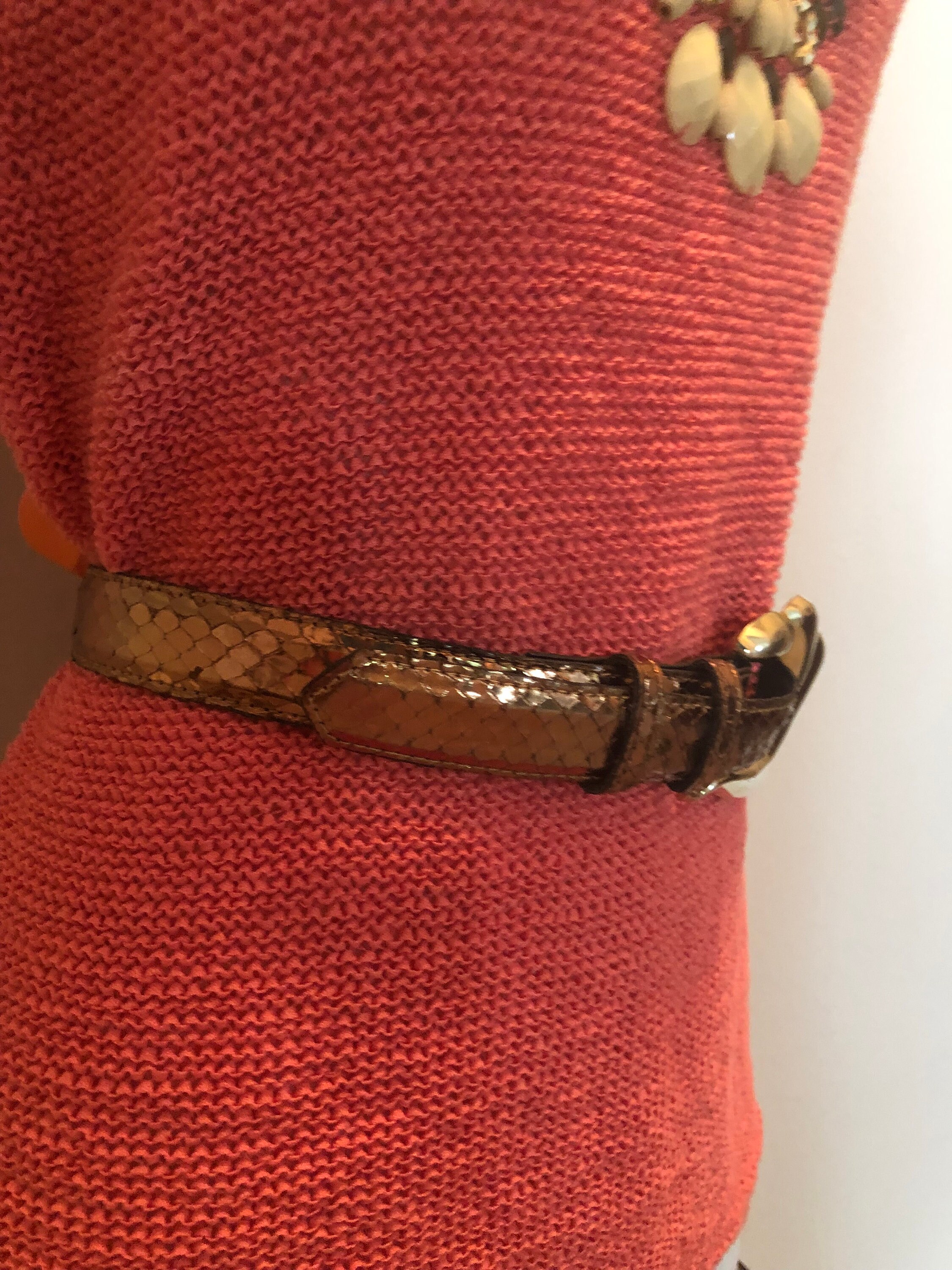 Apple Acc Brown Vintage Real Snakeskin Large Silver Buckle Adjustable Belt XS Gold Genuine Snakeskin Belt VINTAGE Apple Acc of NY - Etsy main image 2