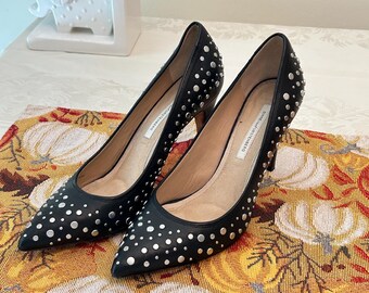 Vintage Diane Von Furstenberg Black Studded Heels