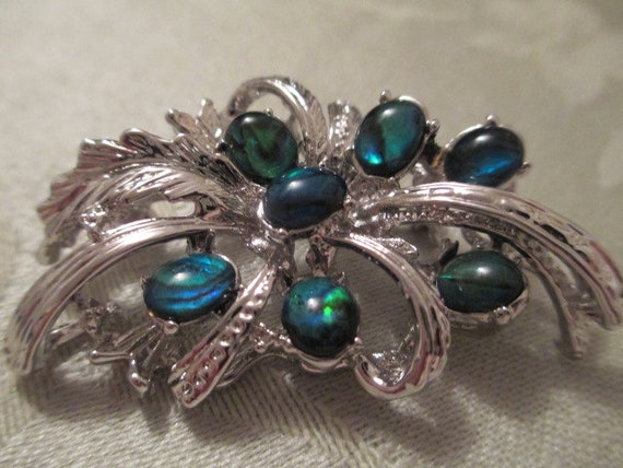 Blue/green and Silver Brooch - image 1