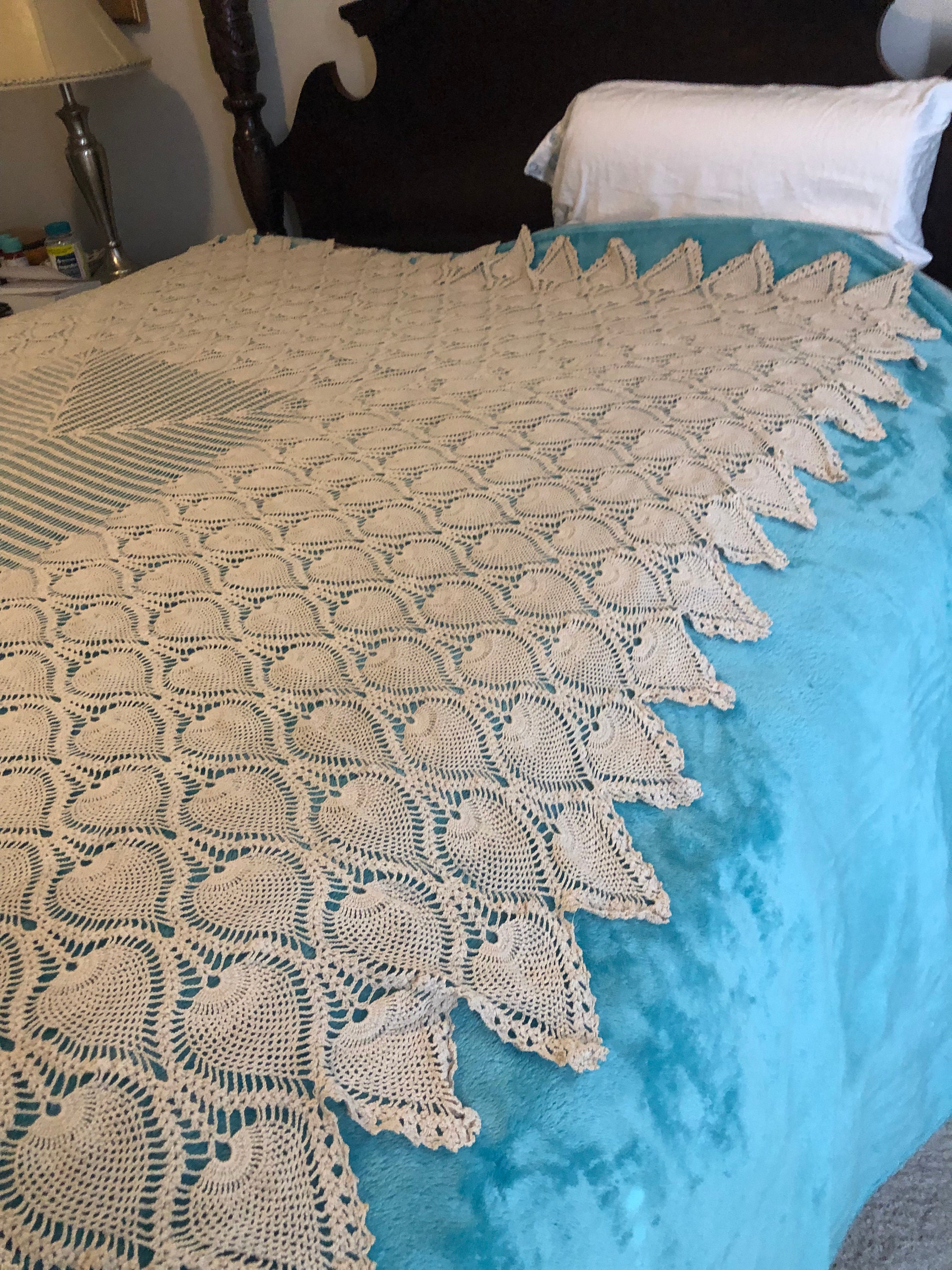 Vintage Crocheted Bed Cover Etsy