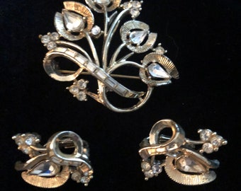 Coro Brooch and Earring Set