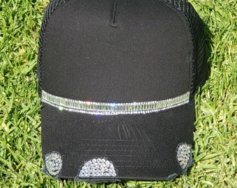 Blingy Classy Distressed Trucker Hat with LOTS of rhinestones