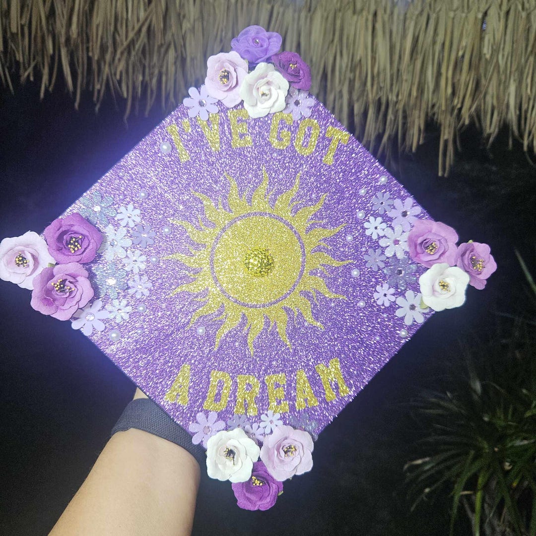 Graduation Cap Design With Rhinestone CUSTOM Rhinestone Bling Glitter Flower Graduation Cap - Etsy