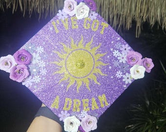 CUSTOM Rhinestone Bling Glitter Flower Graduation Cap