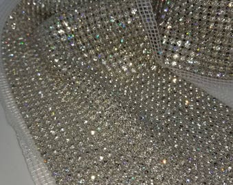 Rhinestone Trim - Crystal Trim - Rhinestone Chain Silver Rhinestone trim Cup Chain 5mm Rhinestone - 1 row 2 rows 3 rows 4 rows 6 Row 1 yard