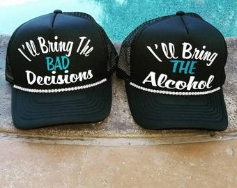 Bad Decisions CUSTOM BLING Trucker Hats