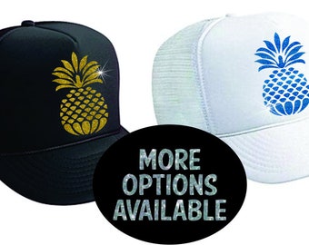 Pineapple Glitter Sparkle Trucker Hat | Summer Hat | Poolside | Vacation | Good Vibes