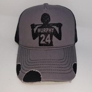 CUSTOM Baseball Player Hat Baseball Mom Hat.  Distressed Trucker with Glitter